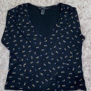 cropped floral long sleeve top